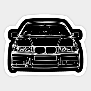 White E36 Car Sketch Art Sticker